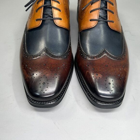 Leizilei Derby Men's Size 7 Leather Lace Up Wing Tip Brogue‎ Oxford Dress Shoes - Picture 4 of 16